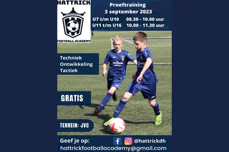 Open dag met gratis proeftraining bij Hattrick Football Academy op 3 september